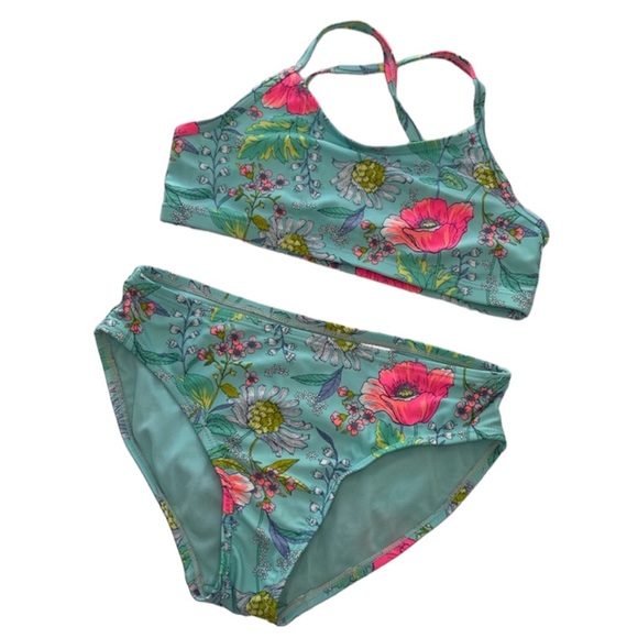 GAP Other - GAPKids Floral Turquoise & Pink Bikini Girls Size Medium (8)